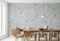 Minimalist flecked Modern Terrazzo wall mural surface.