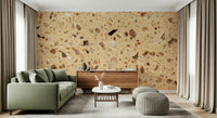 Sandy beige Terrazzo Speckled mural brown stone chips.