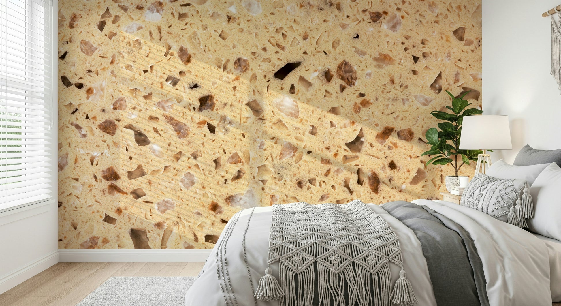 Quartz look Stone wall mural aggregate design.