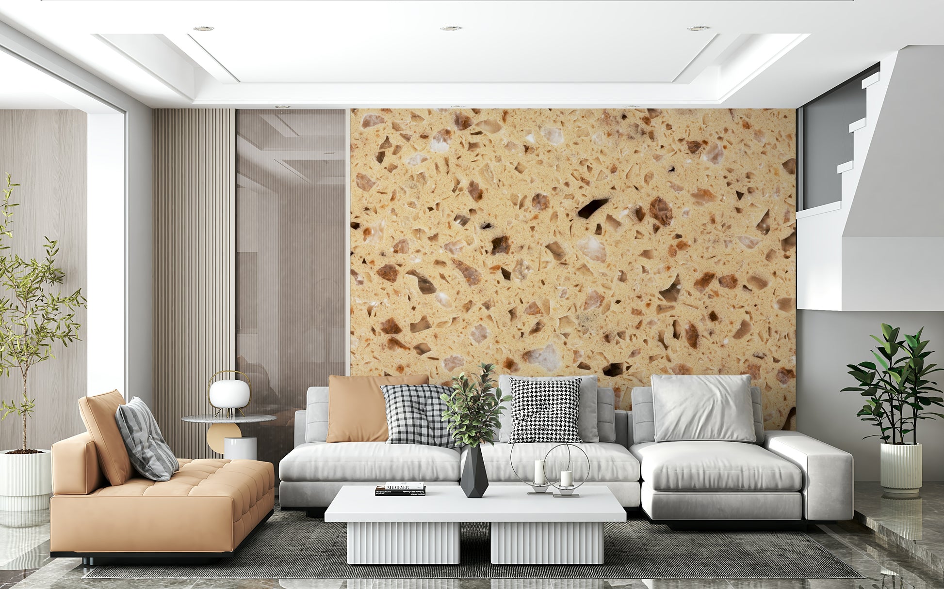 Neutral tone Natural Surface decorative wallpaper.