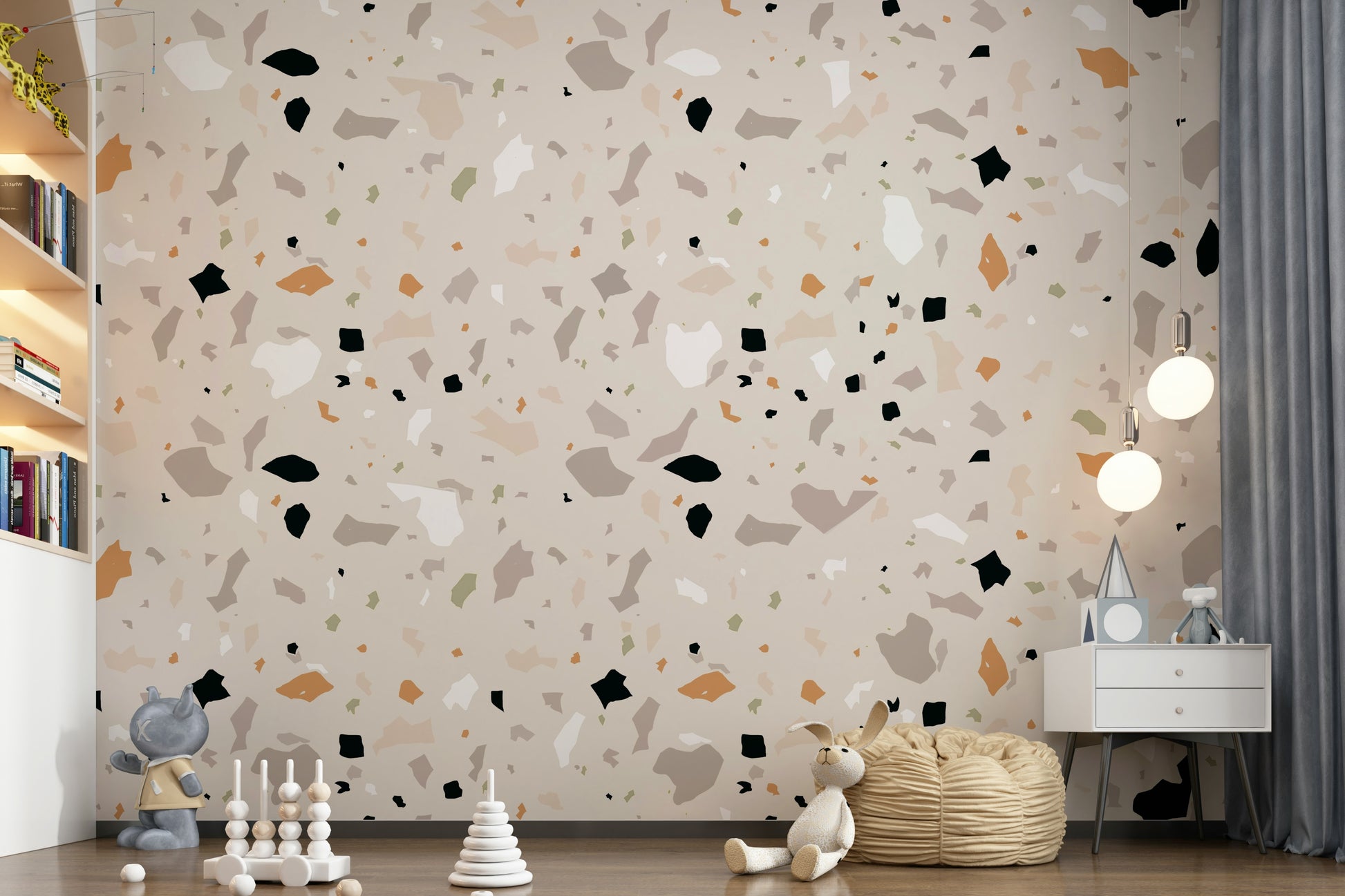 Fine aggregate Natural Stone wall mural creamy beige finish.