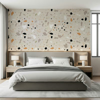Modern speckled Minimalist Terrazzo Art wallpaper chic neutral tones.
