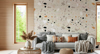 Stylish Minimalist Terrazzo wallpaper warm stone tones.