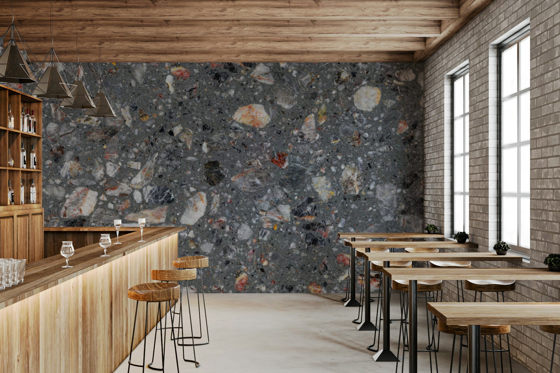 Random Natural Look Tile wall mural complex rock composition.