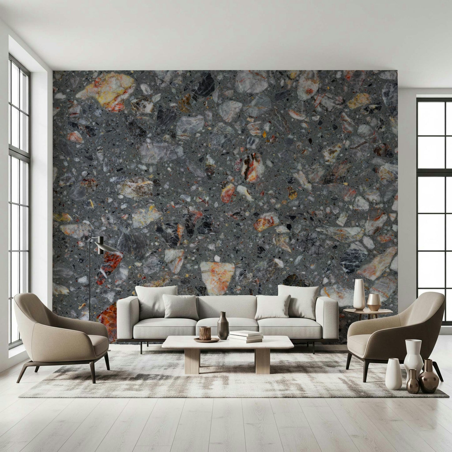 Raw Natural Tile Look wall mural sophisticated industrial finish.