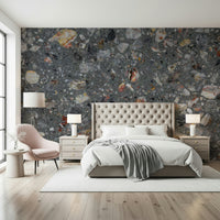 Heavy duty Rocky Grey texture wallpaper durable material feel.