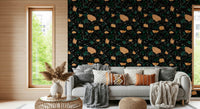 Modern graphic Terrazzo wall mural stylish black background.