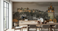 Edinburgh Twilight castle view wall mural, iconic Scottish city scene.