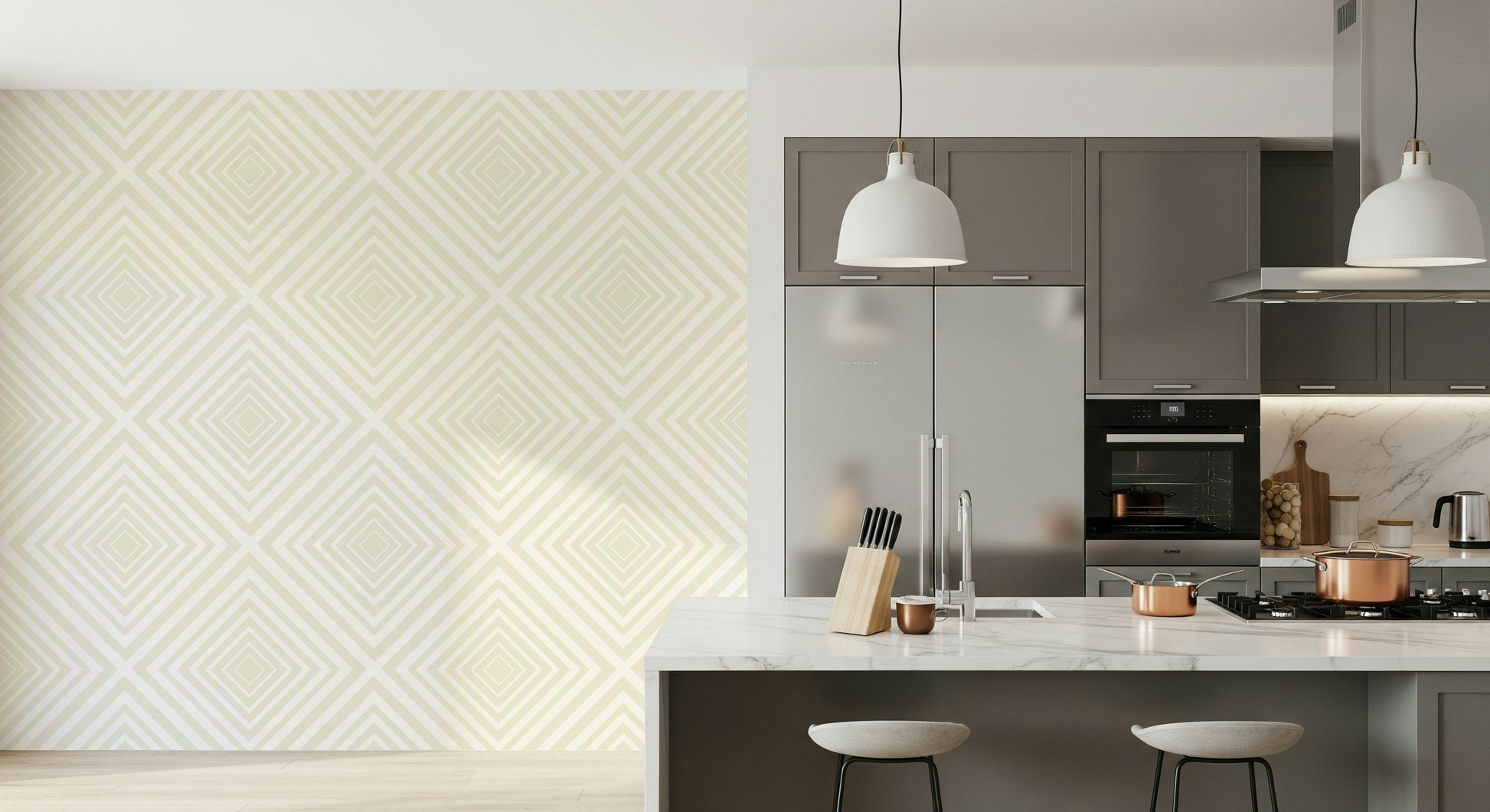 Stylish Beige Chevron geometric wallpaper, crisp angular lines.