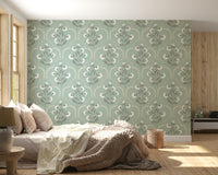 Arched Floral Elegance, sophisticated botanical print, serene colors.