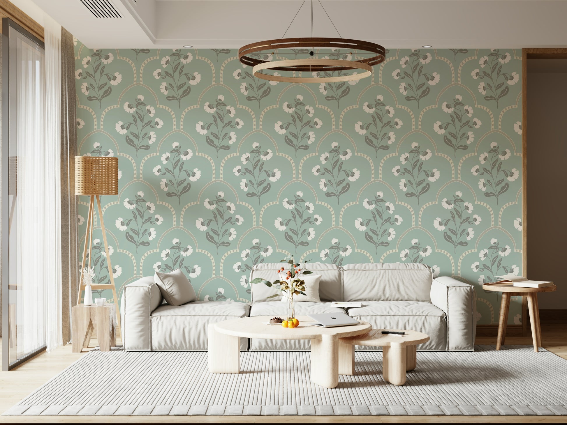 Stylish Arched Floral Elegance, vintage inspired botanical pattern.