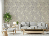 Delicate floral print wall mural Floral Lattice arched shapes.