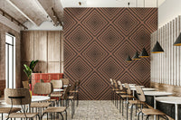 Brown chevron wallpaper, bold graphic print, distinctive feature wall, Terra Lines.