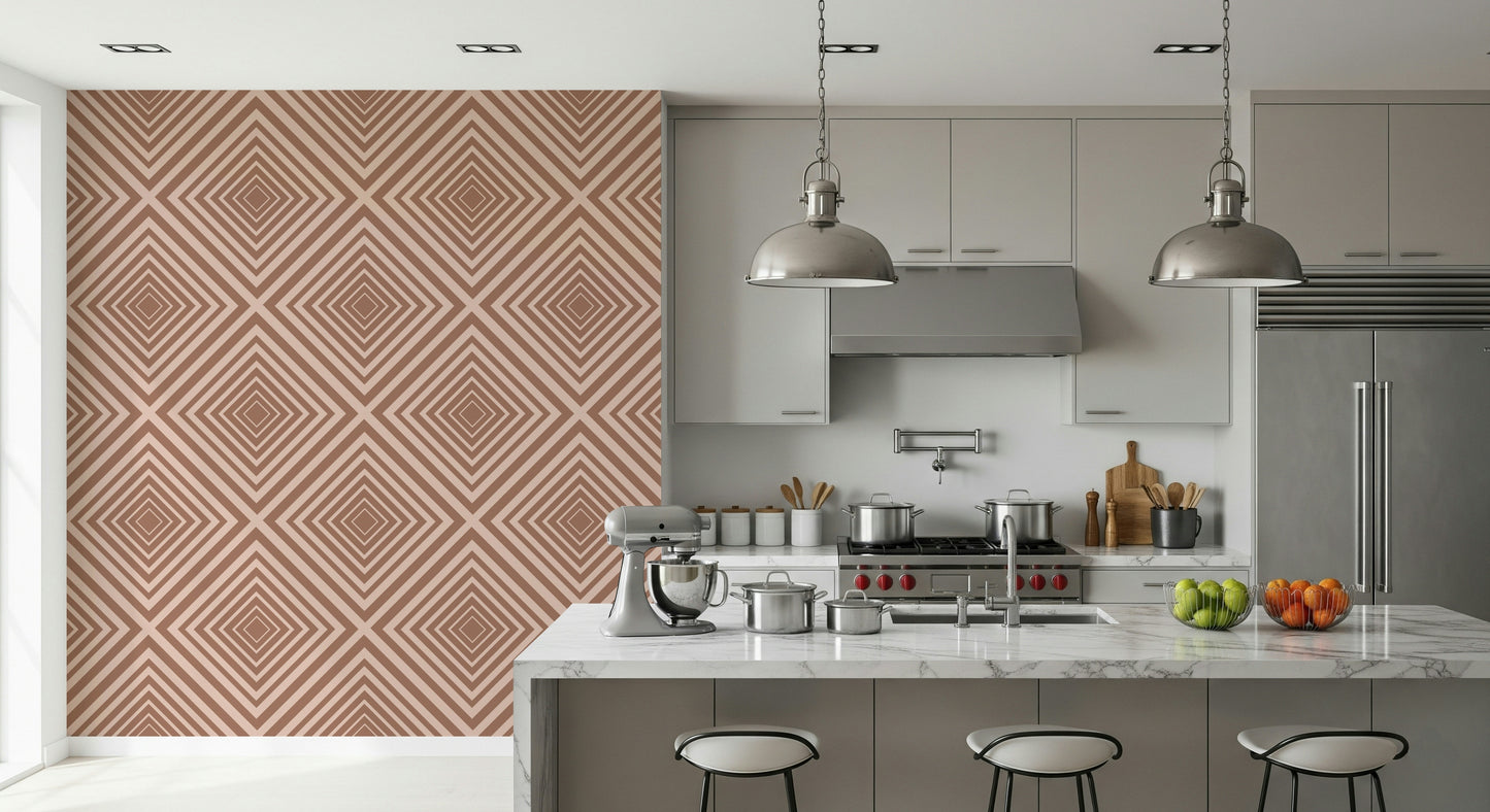 Chic Stripe mural, sophisticated geometric art, refined appearance.