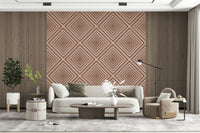 Geometric Chic wall mural, stylish intersecting stripes, blush color.