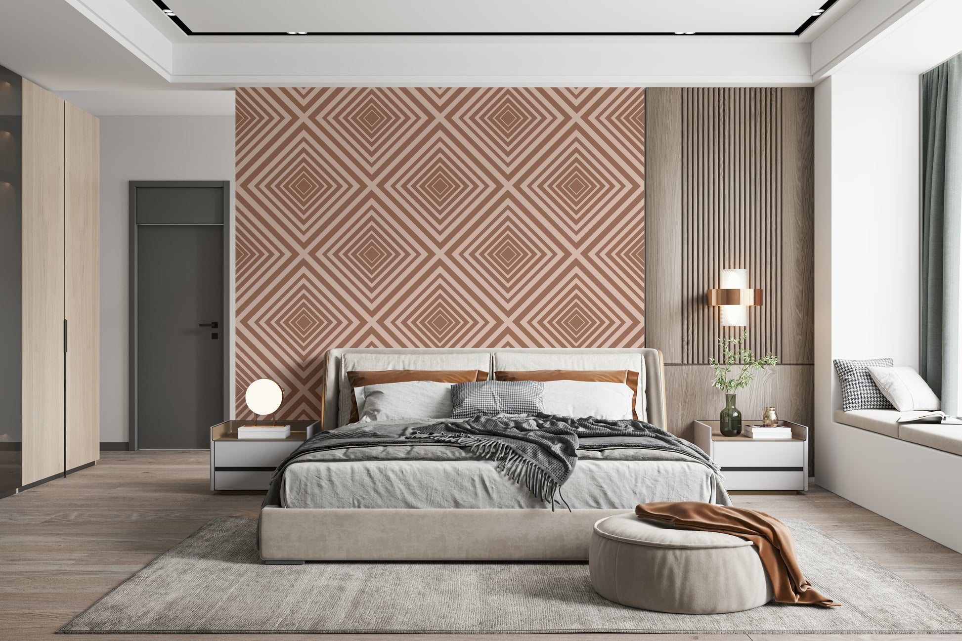 Contemporary Chic wall mural, dynamic visual effect, subtle color.