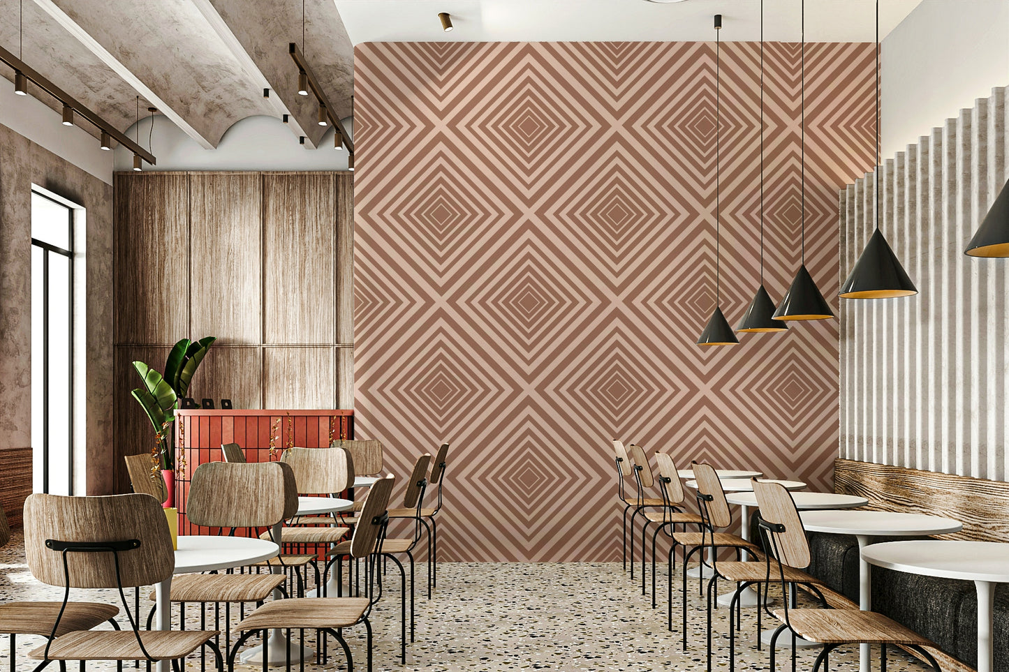 Chevron Modern wallpaper, repeating pattern, elegant wall covering.