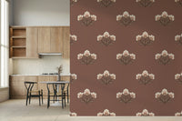Classic Earthy wallpaper, subtle repeating flower, serene backdrop feel.
