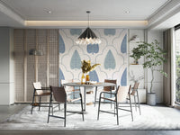 Timeless Blue Botanic Arbor mural, exquisite detailed leaf shape.