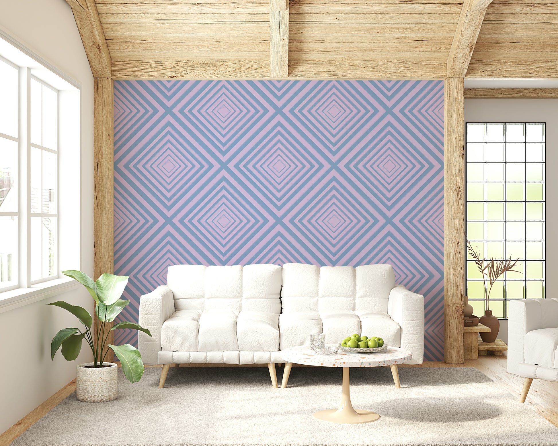 Two-tone Linear Rhythm wallpaper, clean precise geometric shapes.