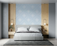 Wide perspective showing Sky Blue Chevron wallpaper repeating design.