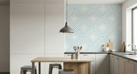 Bold 'X' shape pattern on Sky Blue Chevron mural art.