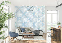 Sharp lines give depth to Sky Blue Chevron unique wallpaper print.