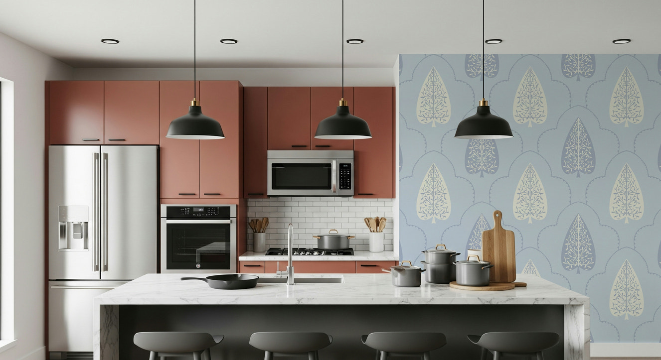 Classic white botanical wall mural, Arbor Branch Harmony, sophisticated room decor.