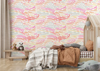 Artistic candy color line wall mural, Candy Pastel Strokes, cheerful interior finish.