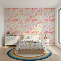 Hand-painted curve motif wallpaper, charming decorative visual, Candy Pastel Strokes.