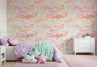 Pastel rainbow dash wall mural, Candy Pastel Strokes, lighthearted home adornment.