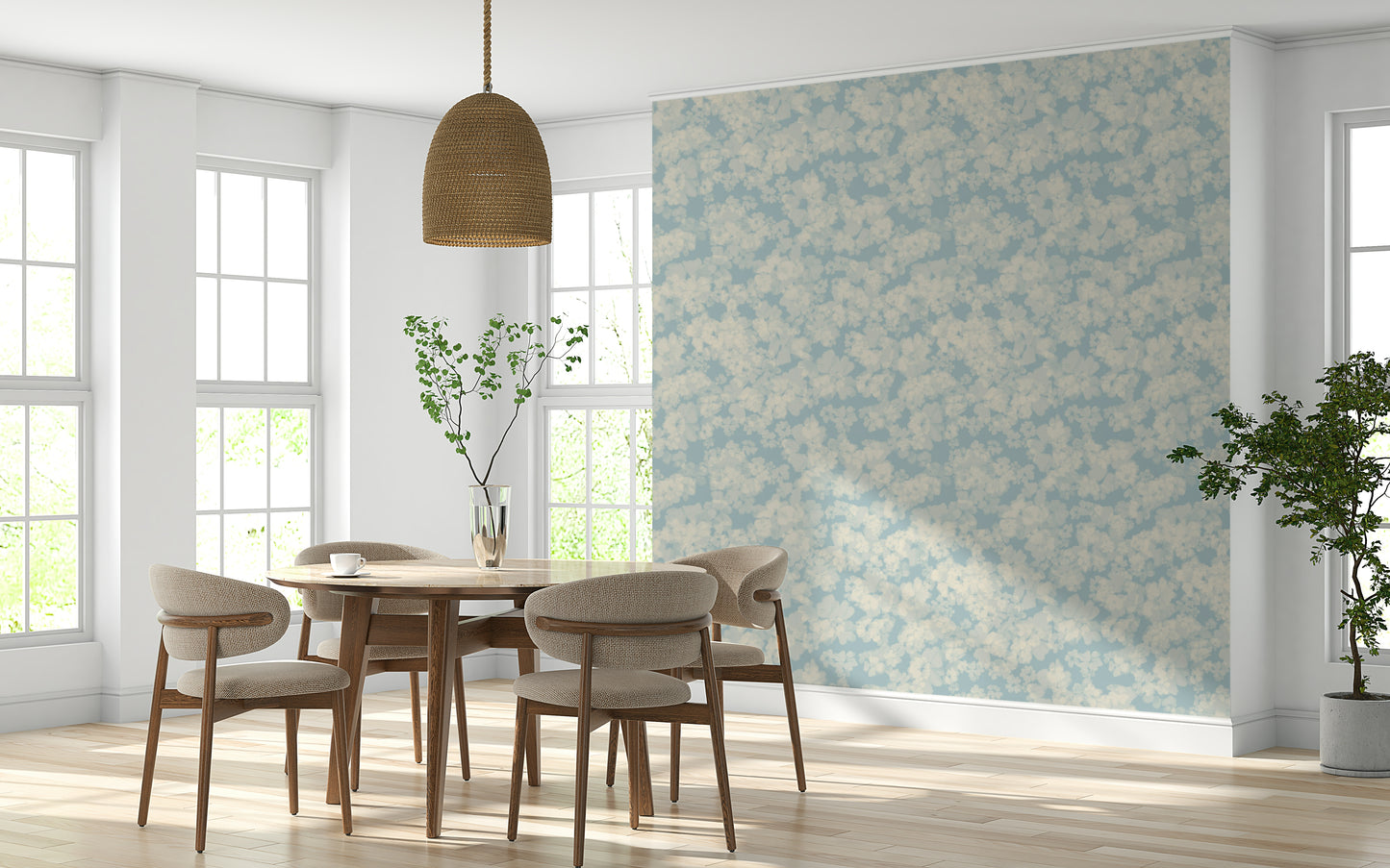 Wispy white petal wallpaper, charming subtle design, Painted Petals Calm visual.