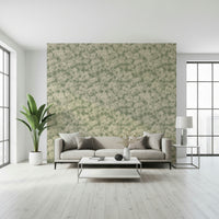 Layered light flower shapes give depth to Painterly Soft Blossom Wallpaper pattern.