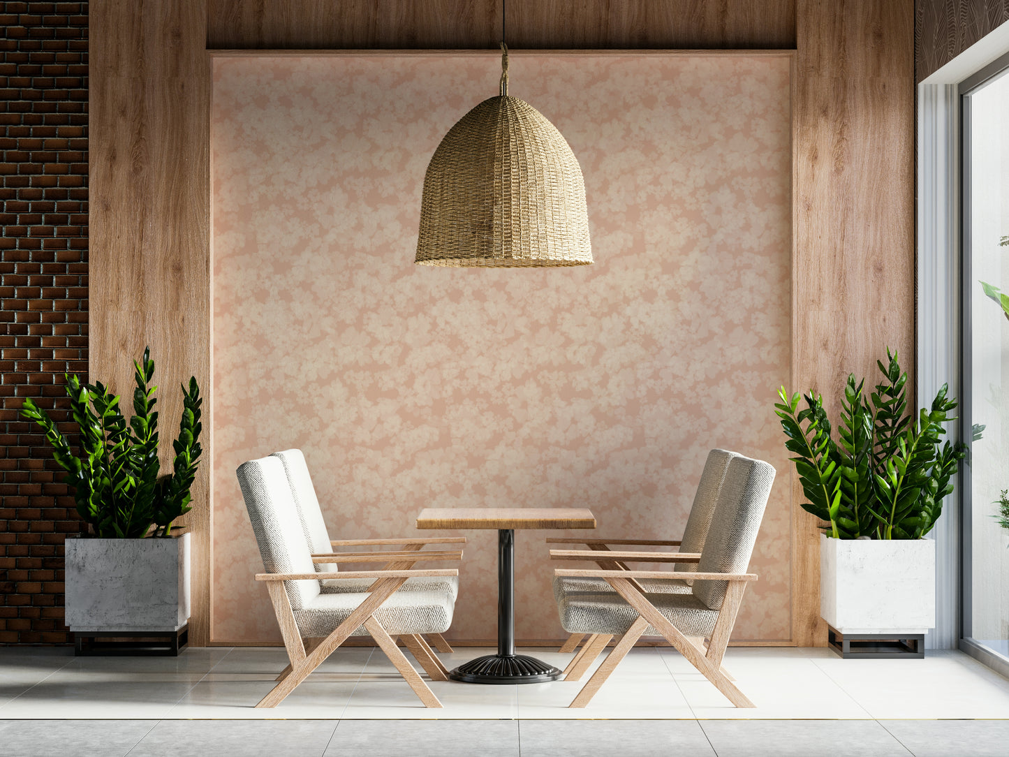 Wide perspective showing Blush Bloom Brushstrokes repeating design.