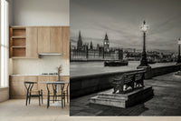 Classic London scene wallpaper, iconic British building, dramatic night time photography print.