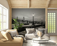 Evening cityscape wall mural, London skyline features historic gothic revival architecture.