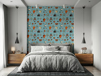 Vibrant Atomic Retro Design, Nostalgic Pop Culture Wallpaper.