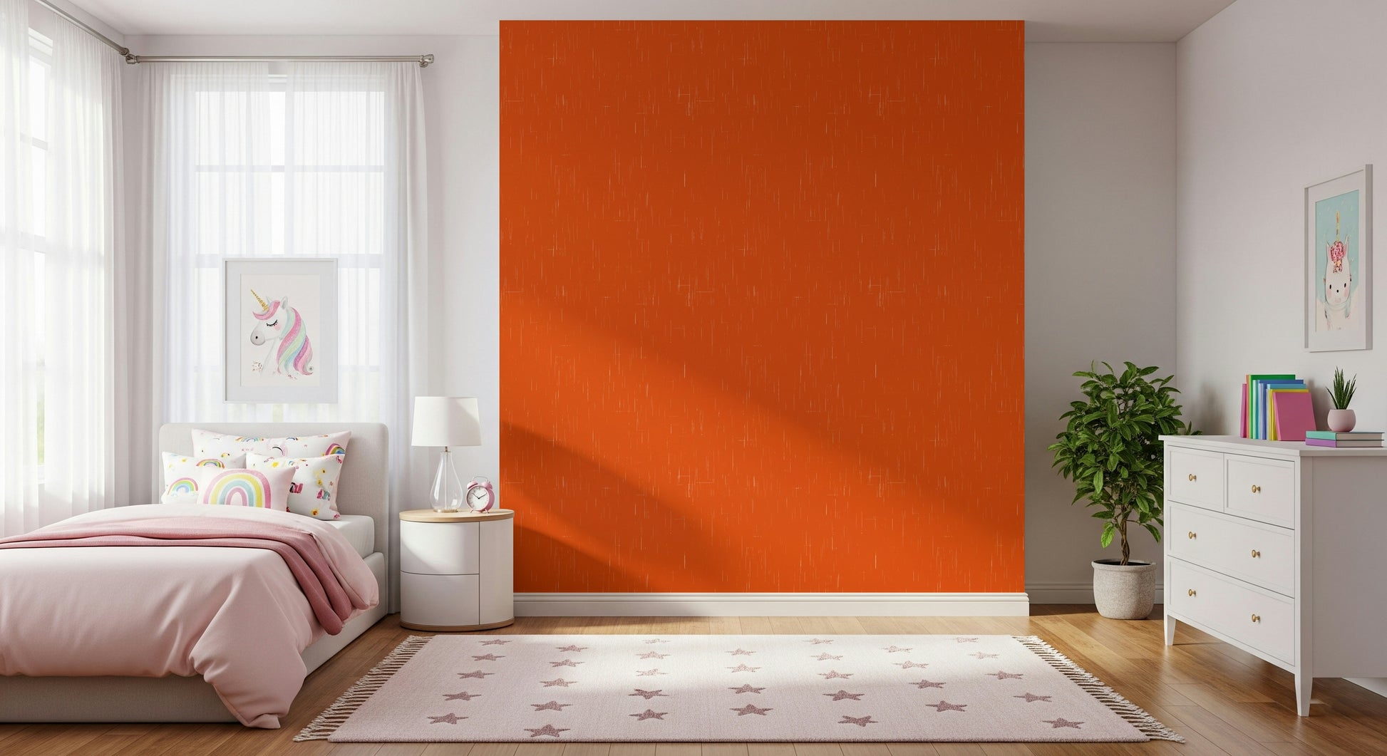 Abstract bright orange wallpaper, subtle linen effect, cool retro aesthetic.