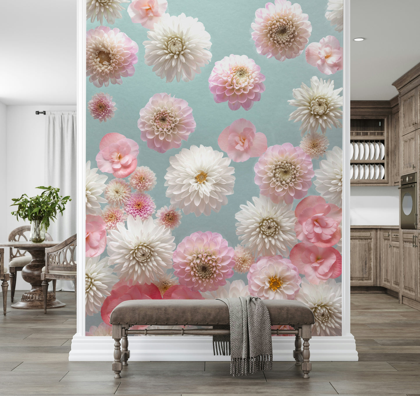 Stunning Dahlia Dance image; perfect elegant accent piece for any wall.