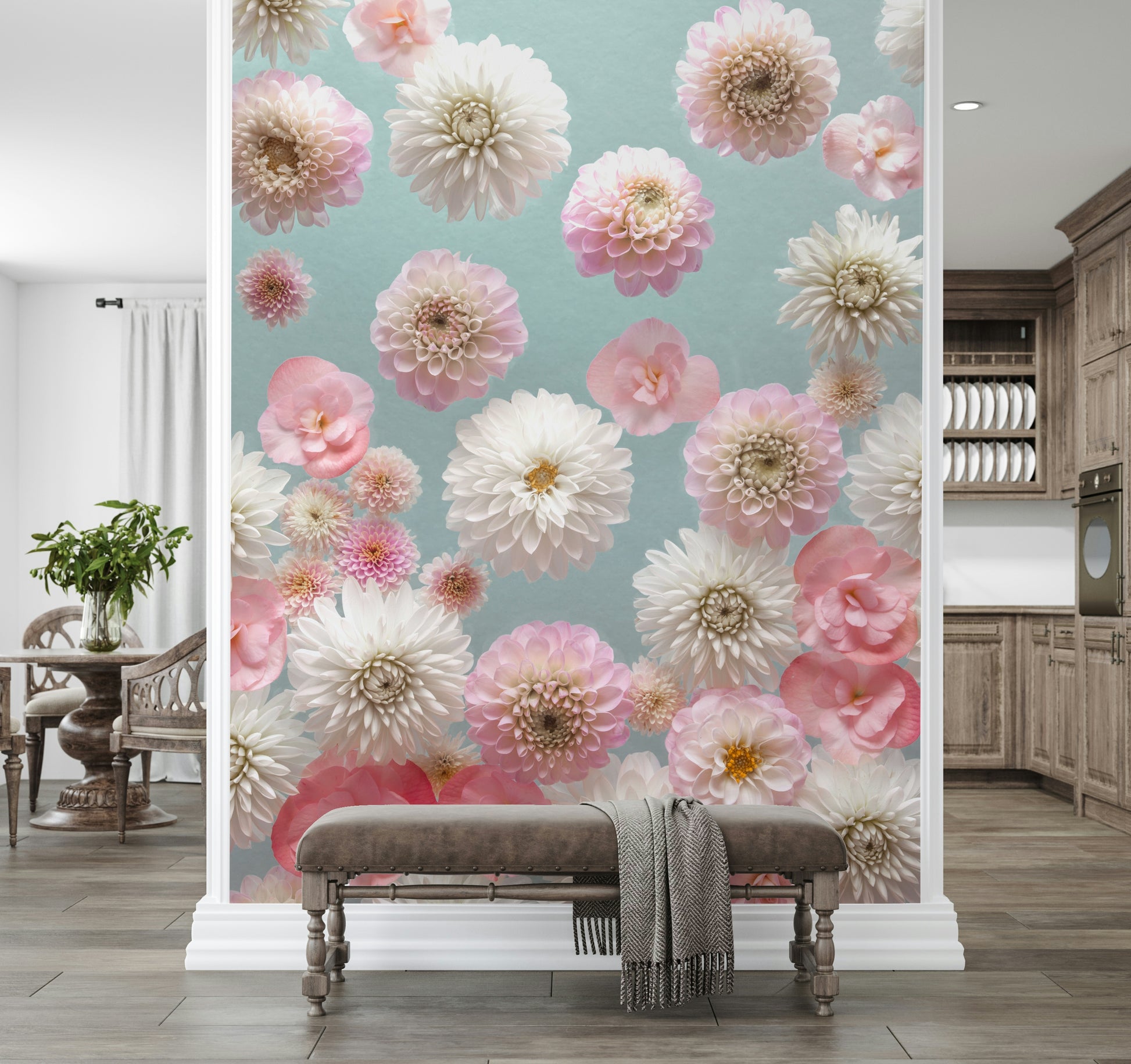 Stunning Dahlia Dance image; perfect elegant accent piece for any wall.