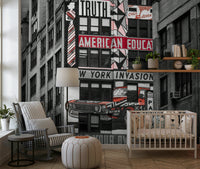 Retro City Murals artwork, classic automobile graphic, ideal wallpaper for walls.