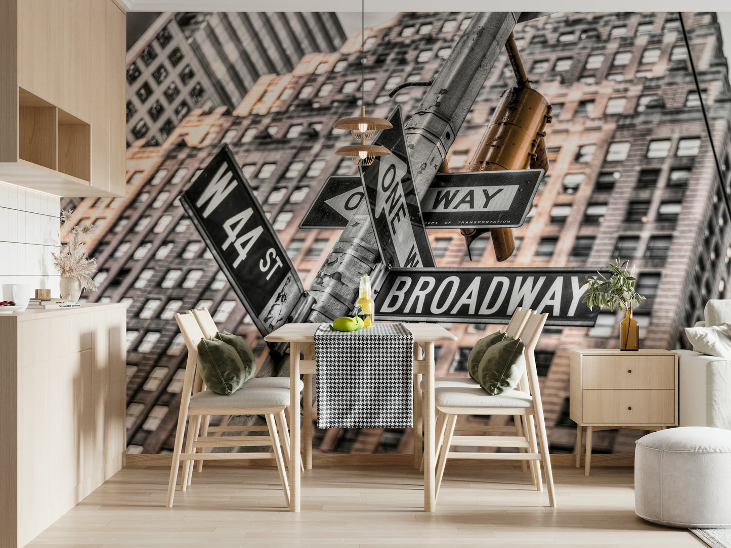 Crossroads of the world, exciting New York City atmosphere, stylish wall covering.