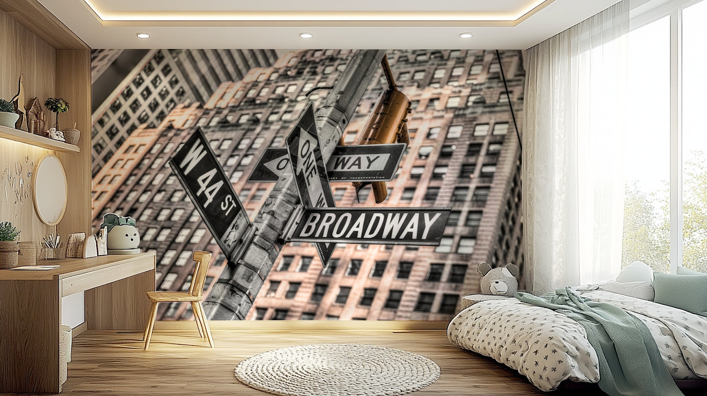 Premium wallpaper for walls, detailed urban photograph, Manhattan Crossroads.