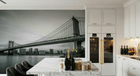 Monochrome Bridge wall art Grayscale architecture, NYC panorama view.