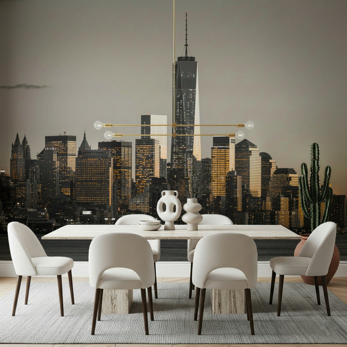 Cityscape Glow mural for walls, illuminating room ambiance vividly.