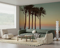 Palm Trees on Beach scenic coastal sunset photography wall mural.