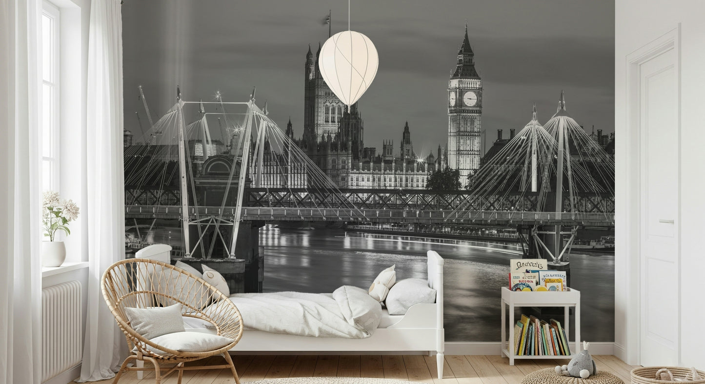 London's Monochrome Majesty Wall Mural
