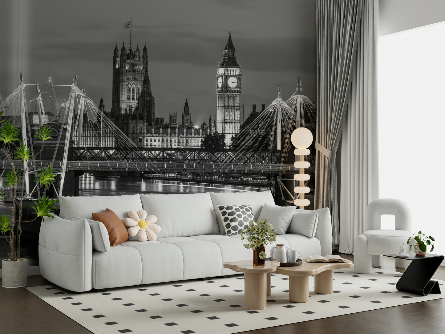 London's Monochrome Majesty Wall Mural