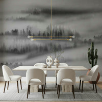 Atmospheric heavy fog on Misty Forest Woodland wallpaper.