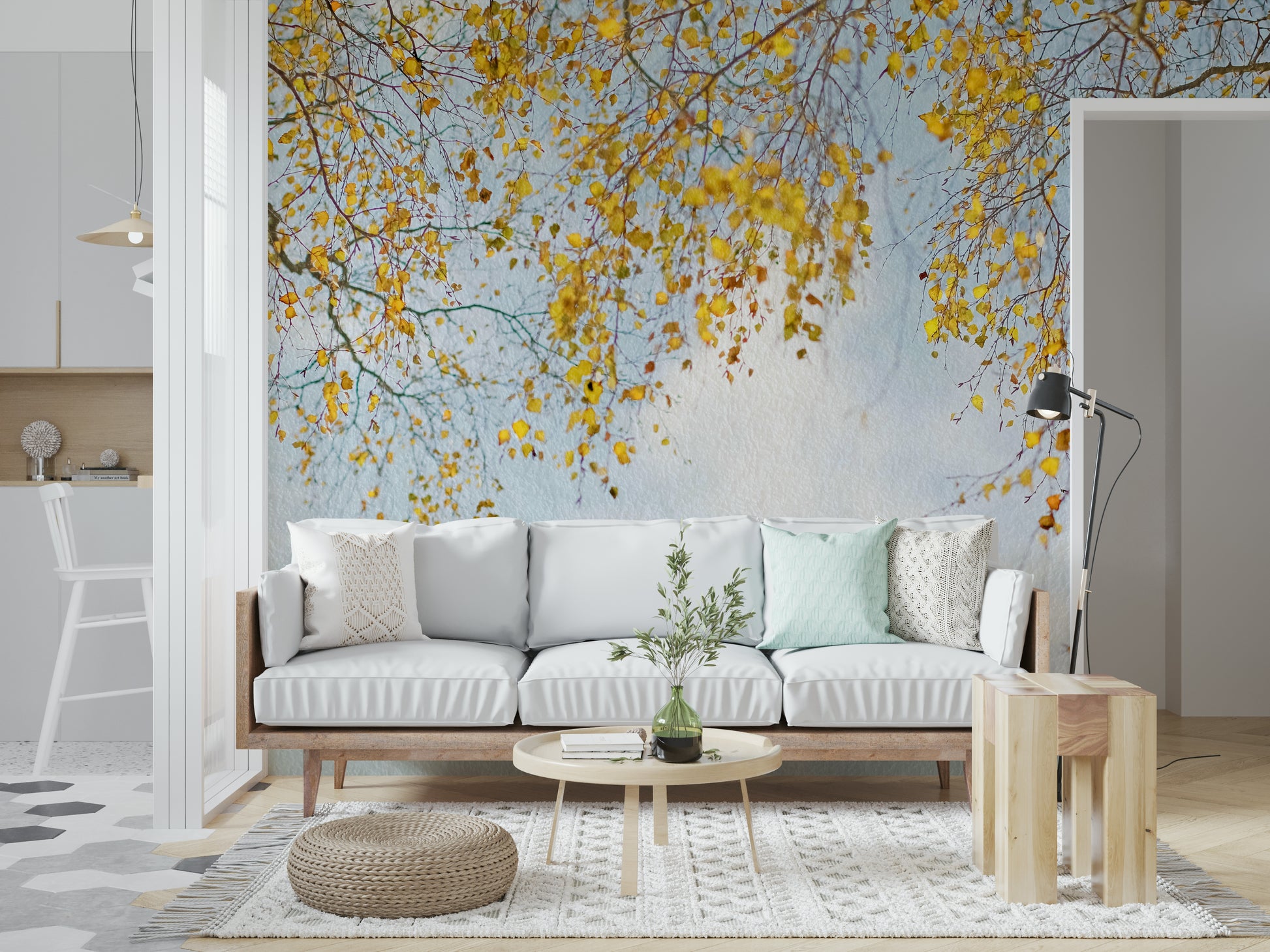 Sublime Autumn Hues Woodland wall mural, ethereal light, perfect decor.